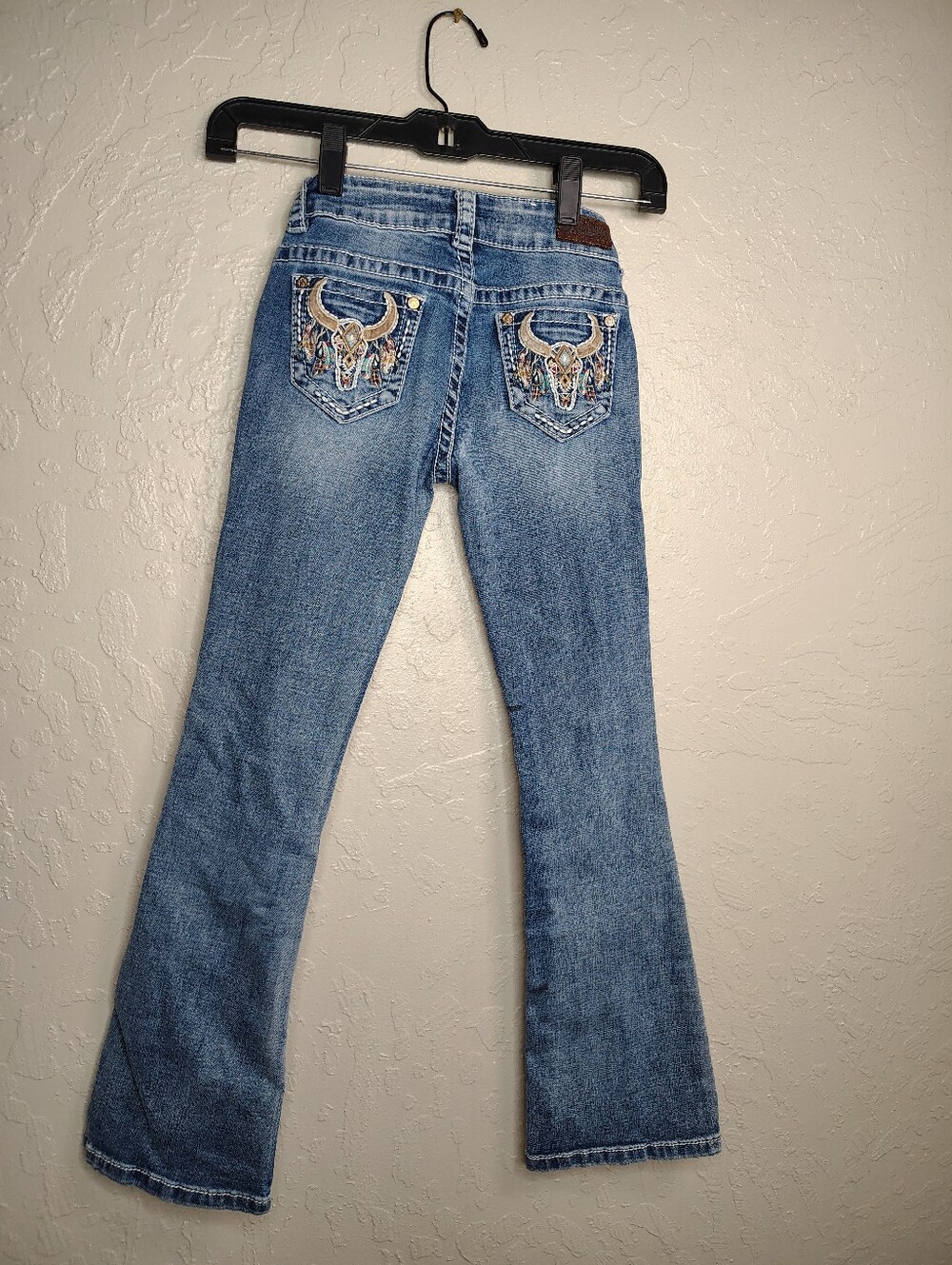 Kids Embroidered Shayanne Back Pocket Bootcut Jeans - Blue Size 6x